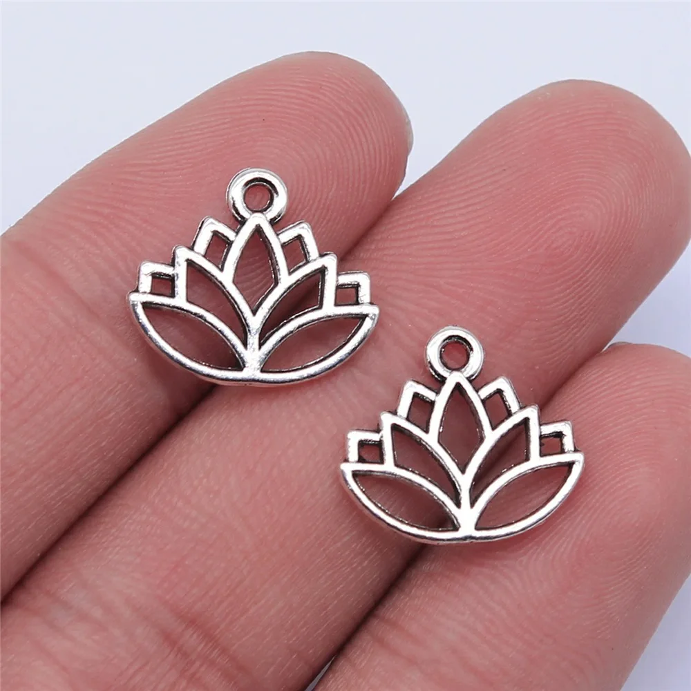 WYSIWYG 20pcs 16x14mm 3 Colors Antique Bronze Color Antique Silver Color Antique Gold Color Lotus Charms For DIY Jewelry Making
