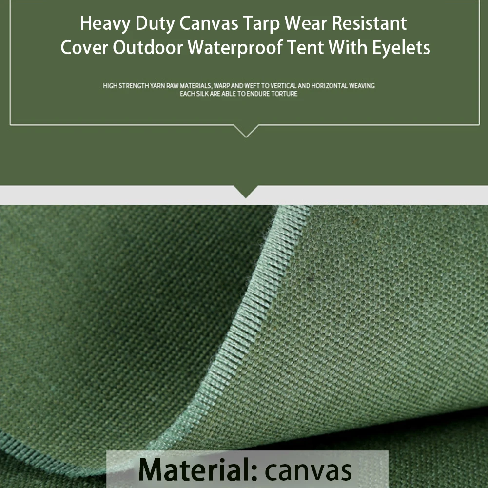 Canvas Tarp Outdoor Waterproof For Boat Heavy Duty Sunshade Anti Scratch With Eyelets Shelter Tarpaulin Hanging Wear Resistant