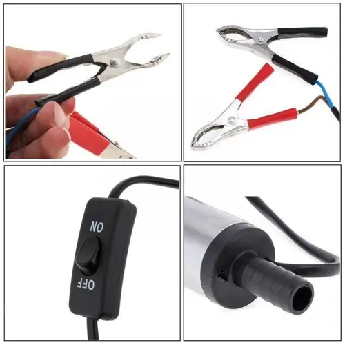 Imagen 2 del producto Bomba eléctrica sumergible para transferencia de combustible, dispositivo de bombeo de aceite, agua, acero, 12l/min, 12 v, D1x9