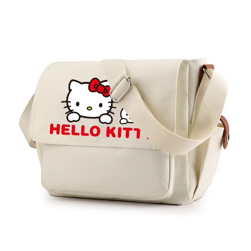 Hello Kitty Shoulder Chest Bag Crossbody Backpack Canvas Messenger Bag Casual Large Capacity Student Tote Satchel Travel Outdoor