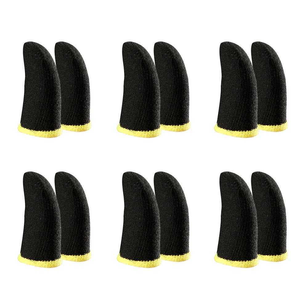 Manchons de doigts en fibre de carbone pour jeux mobiles PUBG, écran tactile, 18 broches, noir et jaune, 12 pièces