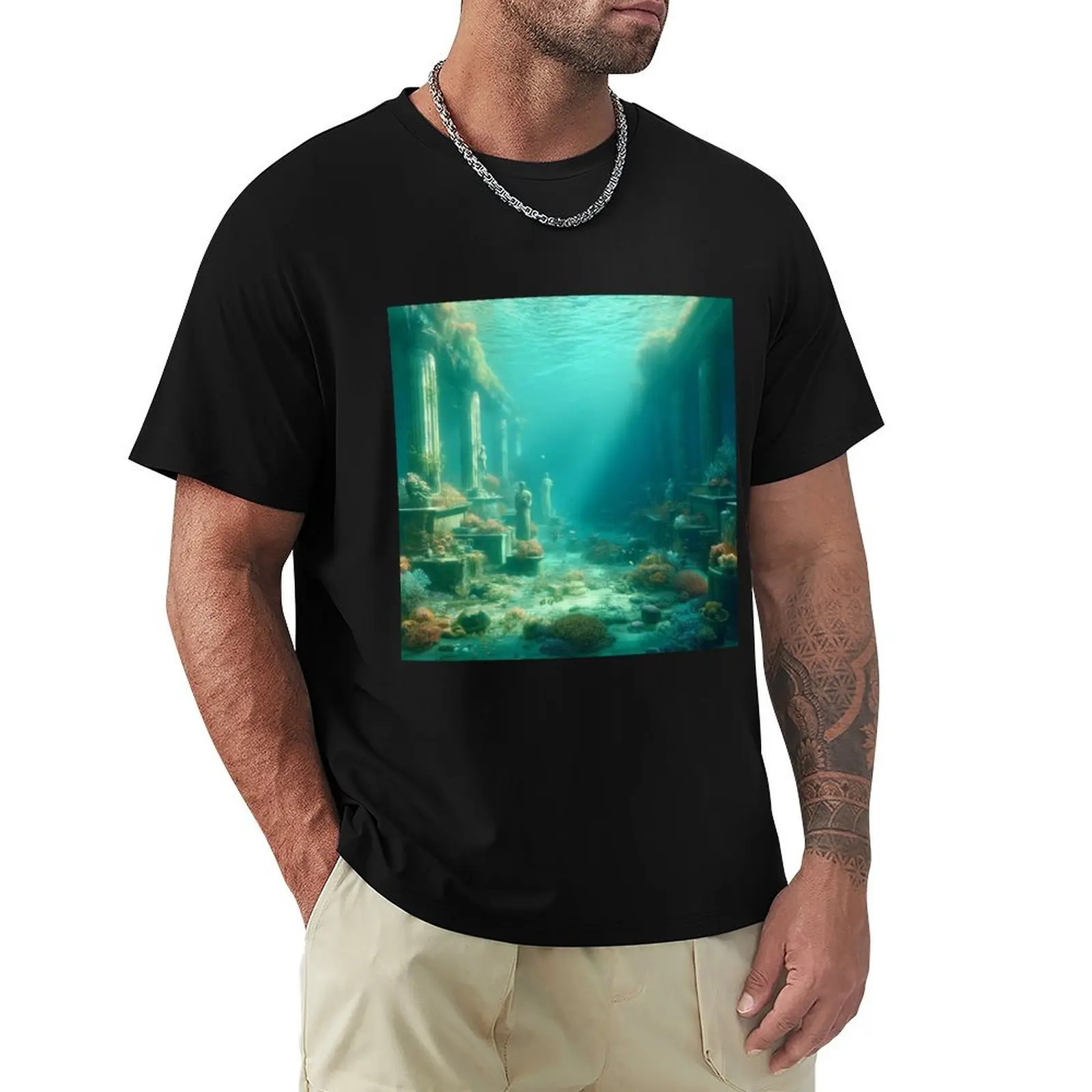 Underwater City Ruins and Statues T-Shirt Cool Dry Performance T-Shirt