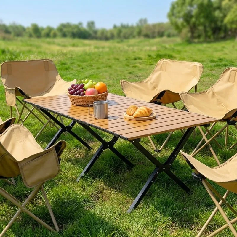 Mesa plegable portátil para preparar rollos de huevo, de 60/120 cm, ideal para acampar al aire libre, picnics, barbacoas, como mesa auxiliar, para tiendas de campaña, la playa, el jardín o como mueble para vehículos re