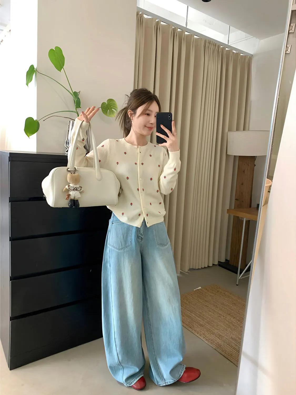 Early Spring New Sle Korean Chic Versatile Loose Slimming Waed Wide Leg Denim Long Pants Women's High Waist Cotton Jeans