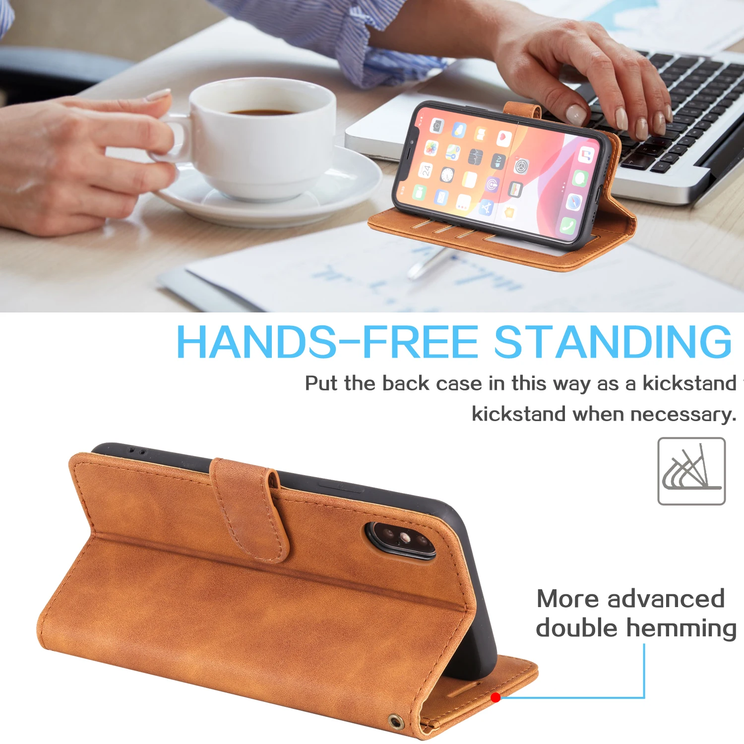 Couro retro flip case para apple iphone x/xr/xs/xs max