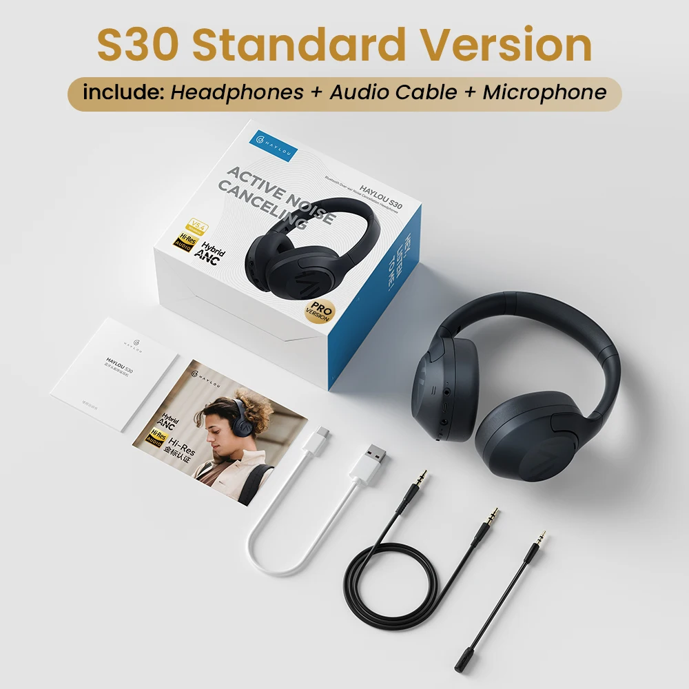 HAYLOU S30 Kabellose Bluetooth 5.4 Kopfhörer 43 dB Adaptive Geräuschunterdrückung Headsets 40mm dynamischer Treiber 80 Stunden Spielzeit Ohrhörer 6
