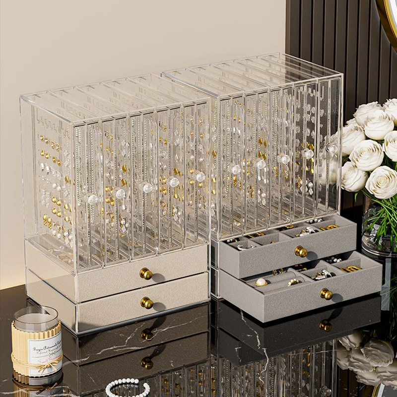 

Acrylic Clear Jewelry Display Organizer Box for Earrings, Necklaces, Bracelets & Rings