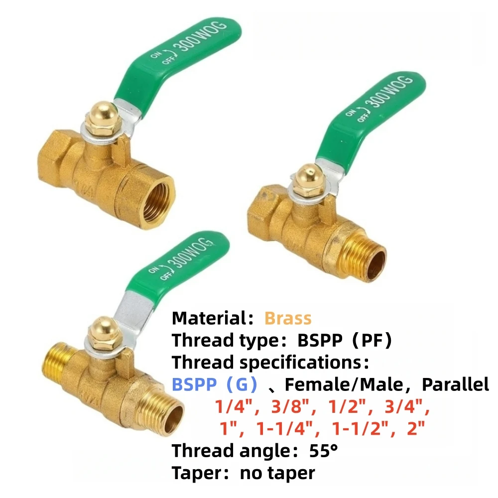 Brass Ball Valve Extra Thick 1/4 3/8 1/2 3/4 1
