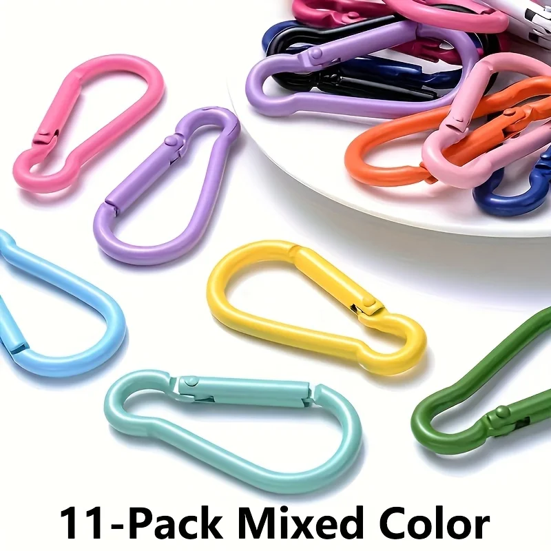 11Pcs Durable Aluminum Alloy Multi‑Purpose Accessories & Keychain Clips, Mixed Color Random Color