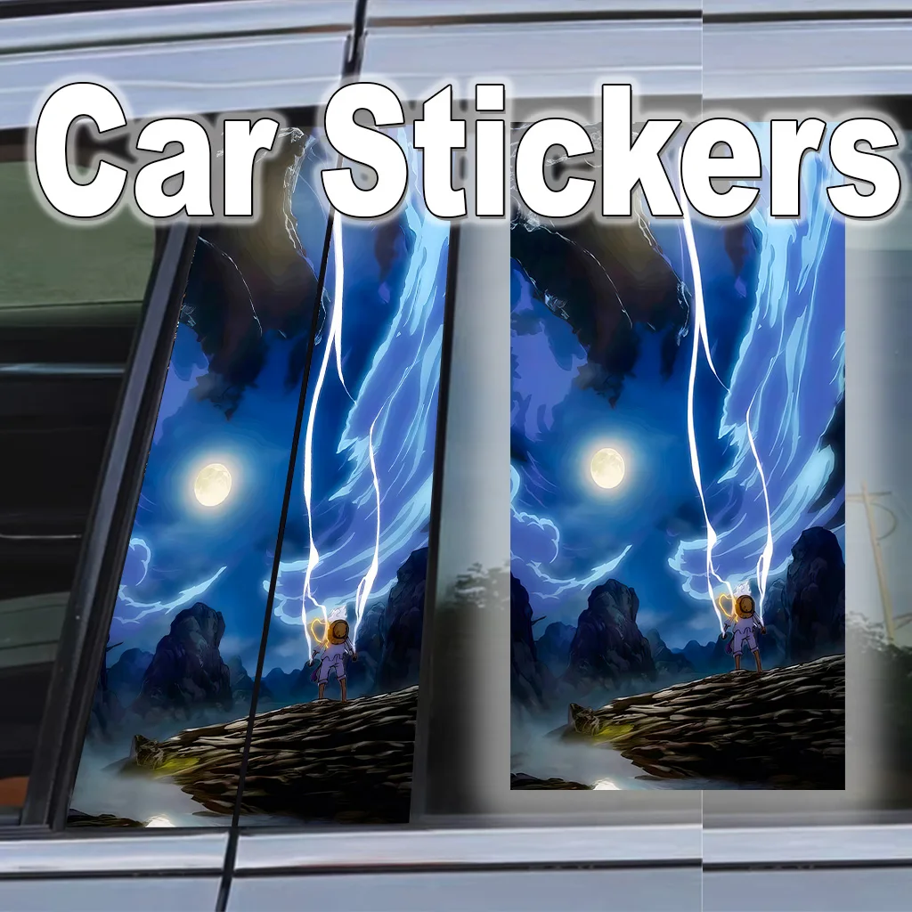 

One Piece Car B Pillar Vinyl Wrap Scratch-Proof Waterproof Anime Decal Peel Stick Universal Luffy Exterior Door Trim Protector