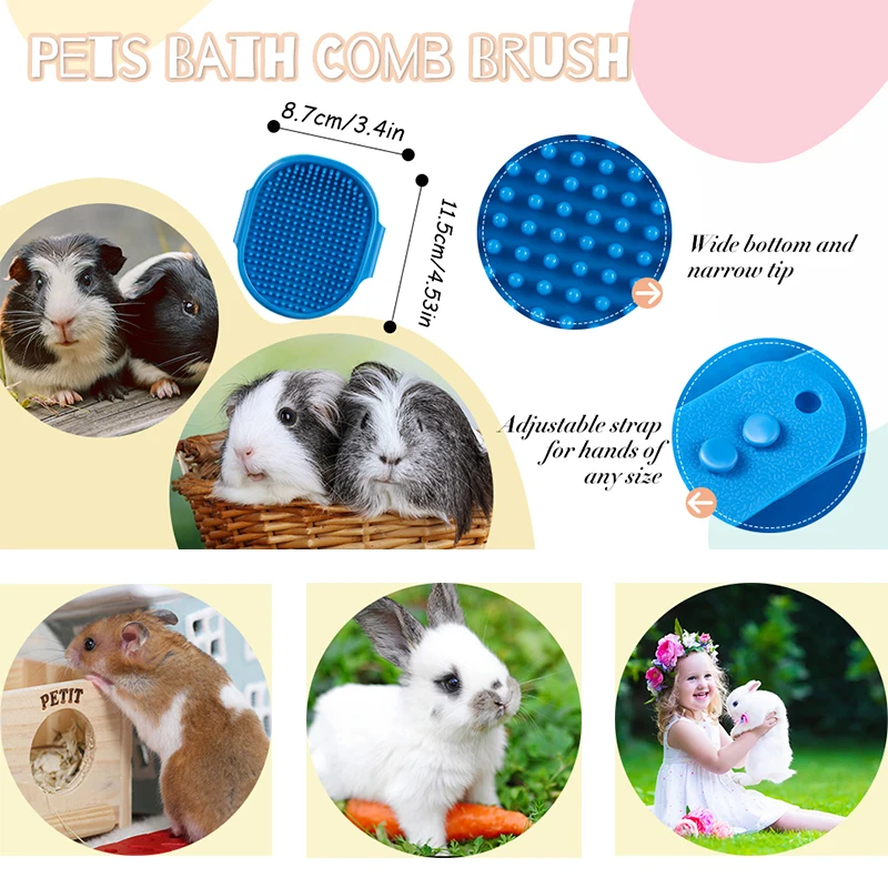 4-teiliges Kaninchen-Pflegeset mit Tränenfleckenentferner, Kämmen, Krallenschere, Doppelseitiger Shampoo-Badebürste, Hamster- und Kaninchenzubehör – Detail 3