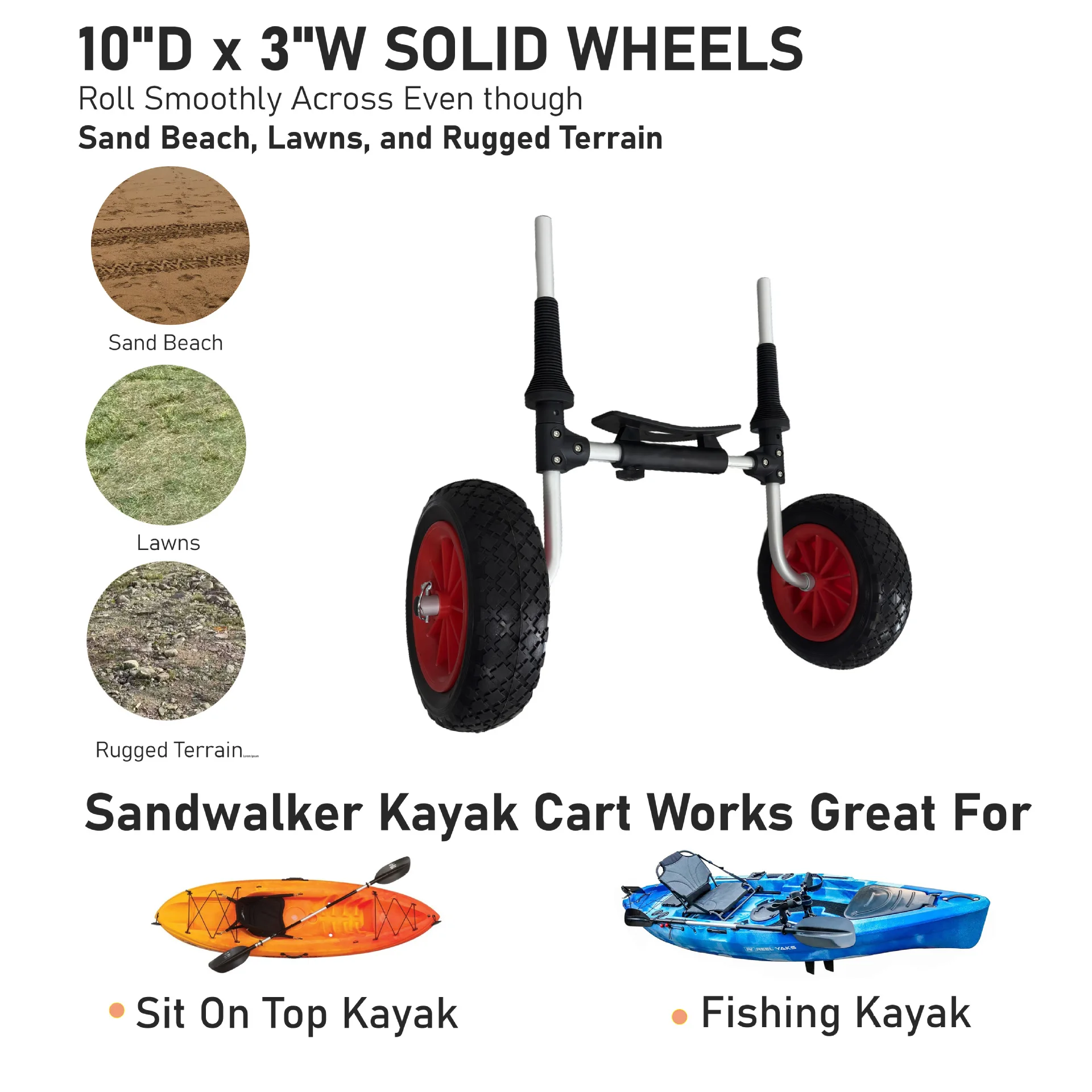 Plug In Kayak Trolley Sturdy And Durable Adjustable Kayak Trolley Two-wheeled Carrier Cart for Kayak Canoe Boat Drop