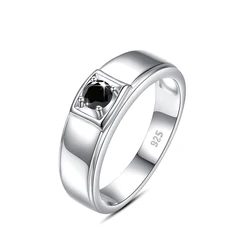 Anello Moissanite nero taglio rotondo certificato di alta qualità per uomo con certificato in argento massiccio 925 gioielli da sposa supera la tendenza del Test