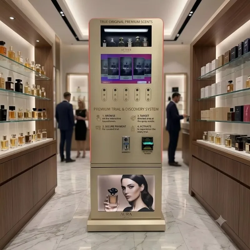 Advanced Android System Digital Advertising Multi Scent Perfume Vending Kiosk Machine