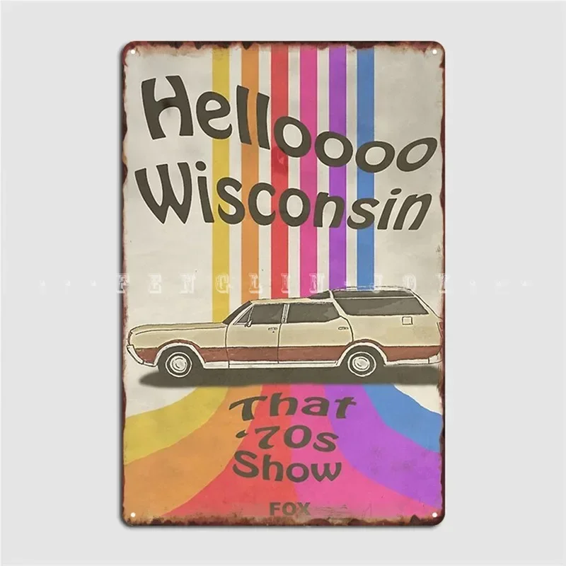 Hello Wisconsin Metal Sign Cinema Kitchen Wall Custom Wall Plaque Tin Sign Poster