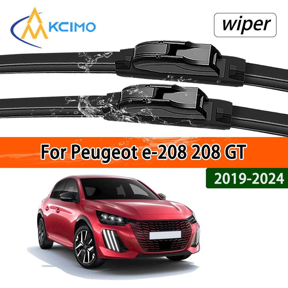 Silent Black Frontwischerblätter-Set für Peugeot e-208 208 GT 2019–2024 2021, Zubehör für Auto-Windschutzscheibe, Windschutzscheibe, Fensterwischer