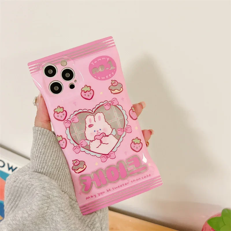 Strawberry Love Bunny Pinch Bag Phone Case Suitable for All Models Apple Huawei OPPO Xiaomi Vivo Samsung, Etc.