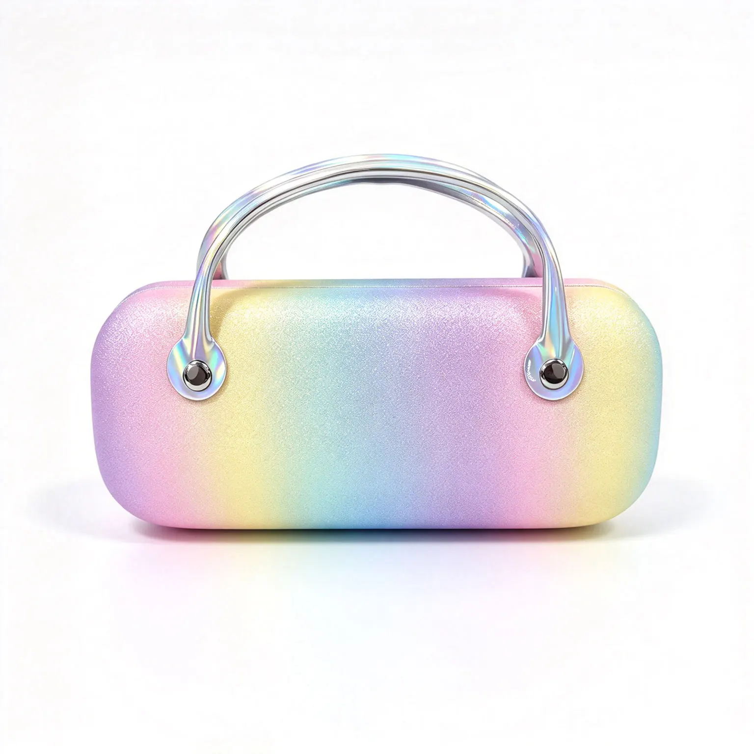 Cute Children Eyewear Storage Box Shimmer Solid Rainbow Glitter Hard Shell Glasses Case Handheld Coin Purse Bag For Little Girls