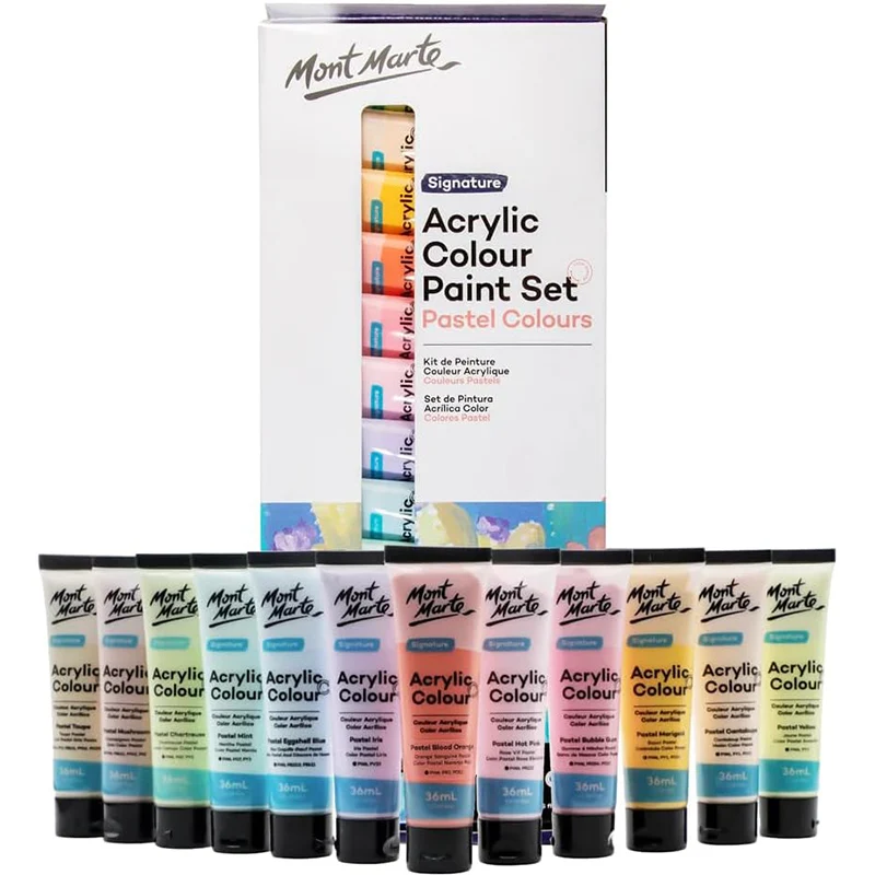 Imagem -06 - Professional Acrílico Cor Pastel Paint Grupo Artista Desenho Pigmento Pintado à Mão Pintura de Parede Faça Você Mesmo Pigmento Faça Você Mesmo 36ml Tubos 12 24 Cores