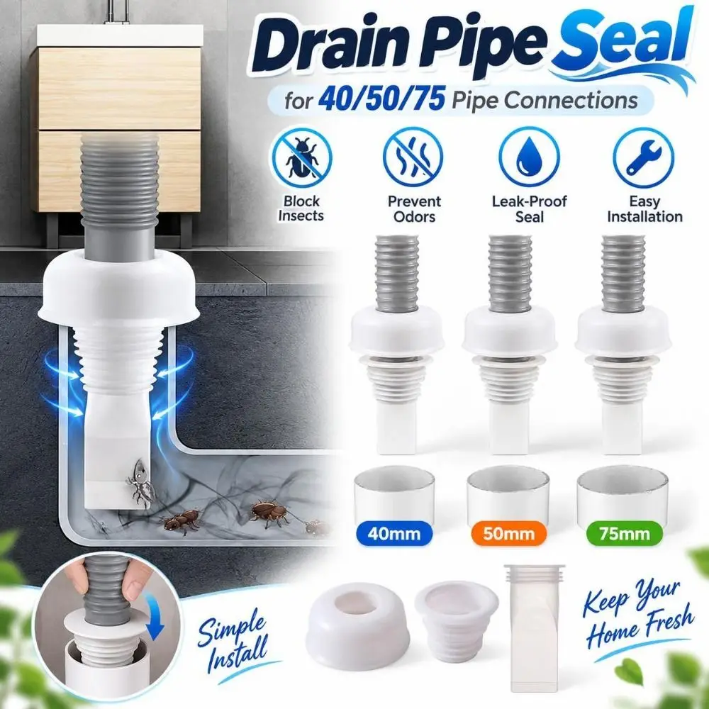 Three Piece Set Drain Pipe Seal Odor Resistant Plastic Floor Drain Seal Threaded Seal Core Drain Odor Stopper