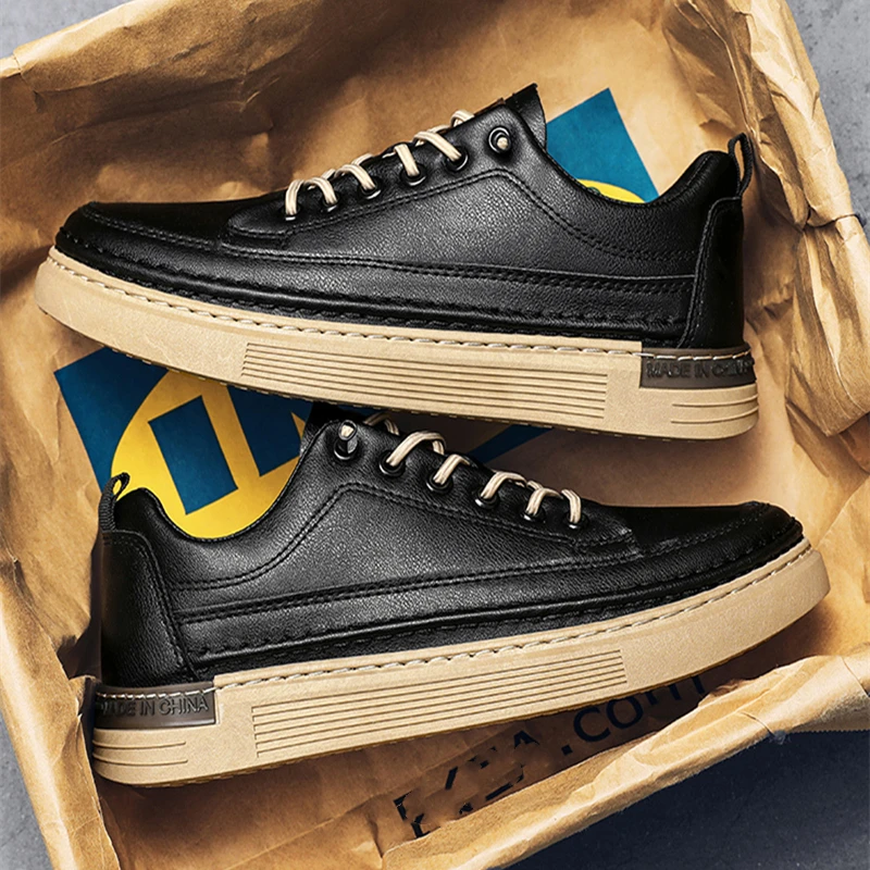 

Men's small white shoes canvas shoes shoes tide shoes leather top breathable board shoes trend with casual shoes