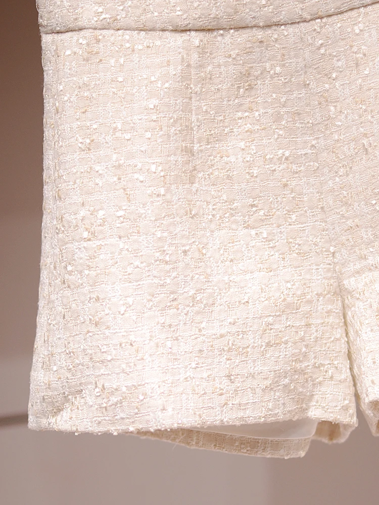   Calças de Cintura Alta e Pernas Largas para Mulheres, Casual, Em Tweed, Novidade de Outono, Estilo Elegante para o Dia a Dia