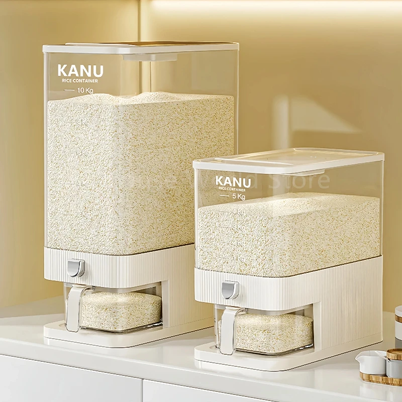 10KG Rice Storage Box Sealed Moisture Proof Insect Proof with Push Food Storage Box Dry Food Rice Dispenser Home Kitchen Storage