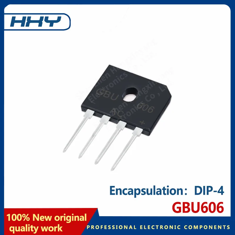 10PCS GBU606 6A600V DIP-4 in-line power supply board flat bridge