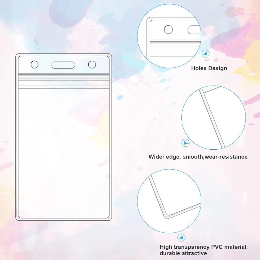 100 szt. Pionowych identyfikatorów z przezroczystego plastiku z wodoodpornym, zamykanym zamkiem błyskawicznym do identyfikacji.