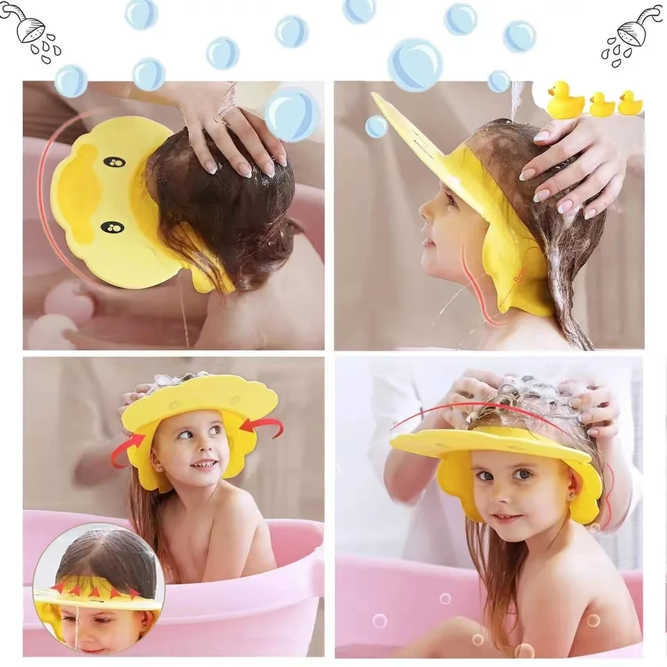 Kids Wash Hair Shield Direct Visor Caps Shampoo Bathing Shower Cap for Children Baby Care Sweet Lovely Hippos Style Baby Hats K