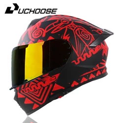 DOT Uchoose Approved Full Face Helmets Crash Motorbike Protective Gear Men Women Flip Up Helmet Motorcycle Visor Double Sun