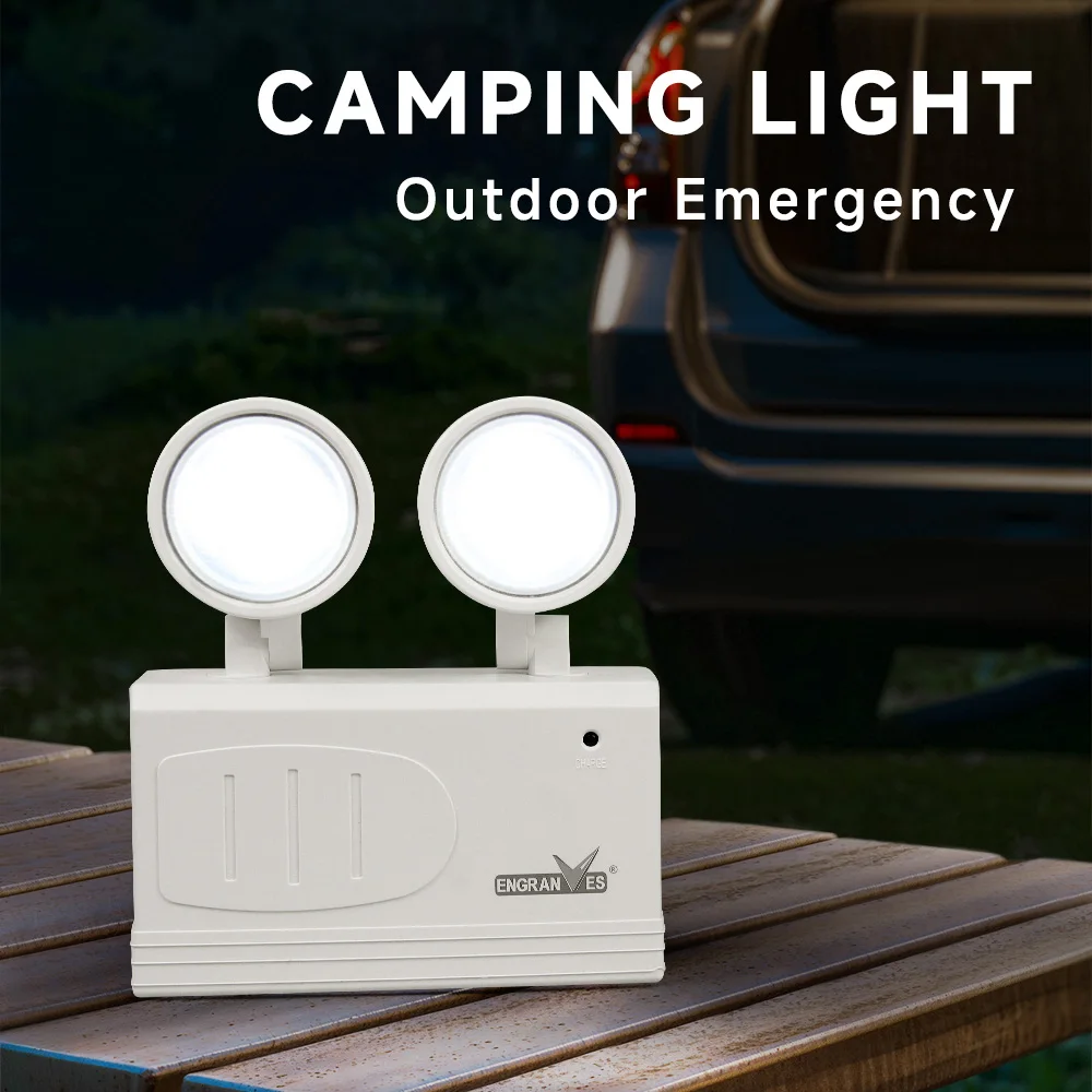 LED Emergency Lights Two Head Adjustable Commercial Emergency Lamp Fire Fighting Light Wall-mounted Rechargeable Exit Light