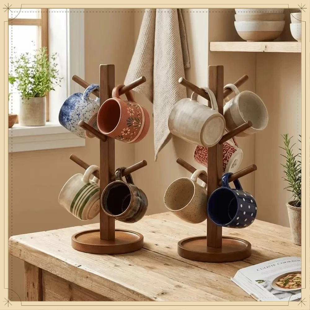 Tree ShapeCoffeeMug Hanging Holder 4/6 Hooks Space Saving Multifunctional Cup Display Rack Kitchen Table Decor Storage Organizer