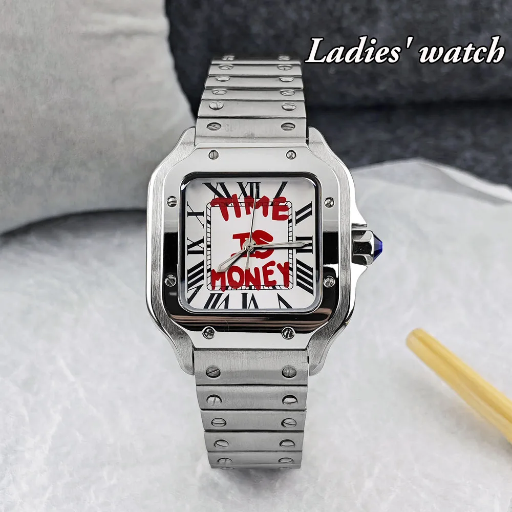 New NH05 Square Watch Time is Money Watch Ladies' Watch Customized Logo Watch Stainless Steel Watch NH05 Movement Watch view 3