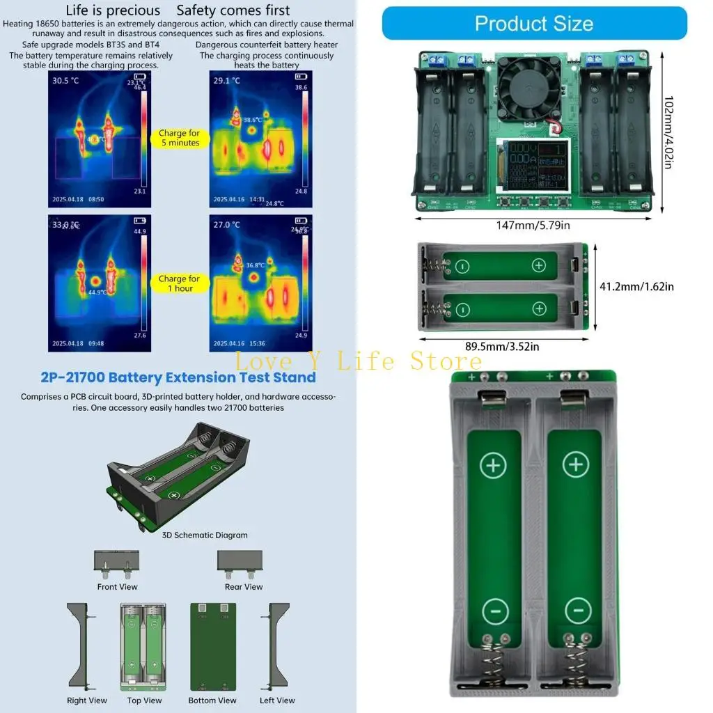 

L74C 18650 21700 Измеритель емкости аккумулятора Тип C Устройство обнаружения аккумулятора ЖК-дисплей