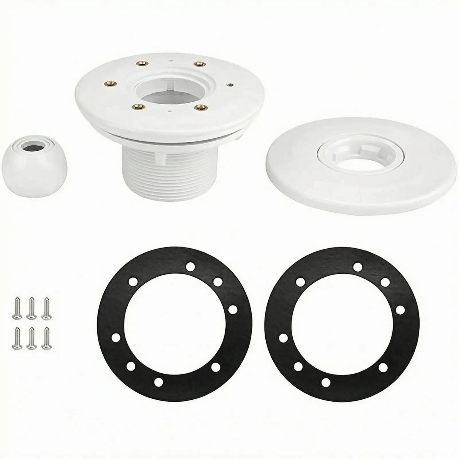 White Plastic Pool Jet Nozzle Round Flange Inlet Outlet Fitting for Swimming Pool Circulation Pump Spa Liner Replacement Part