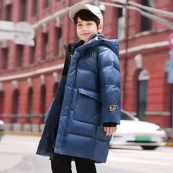 Children's down jacket Winter long down clothes for boys age 7-12 Thick glossy warm jacket kids winter jacket Kid winter clothes