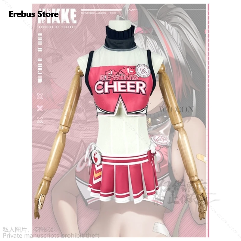 

Game NIKKE The Goddess Of Victory Cosplay Biy Costume Womens Cheerleader Cos Set Back Crop Top With Mini Pleated Skirt School