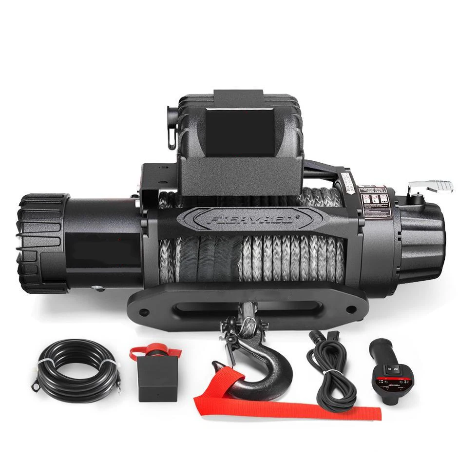 Factory Direct 13500lbs 4*4 Wired/ Wireless Controller Synthetic Rope Electric Winch