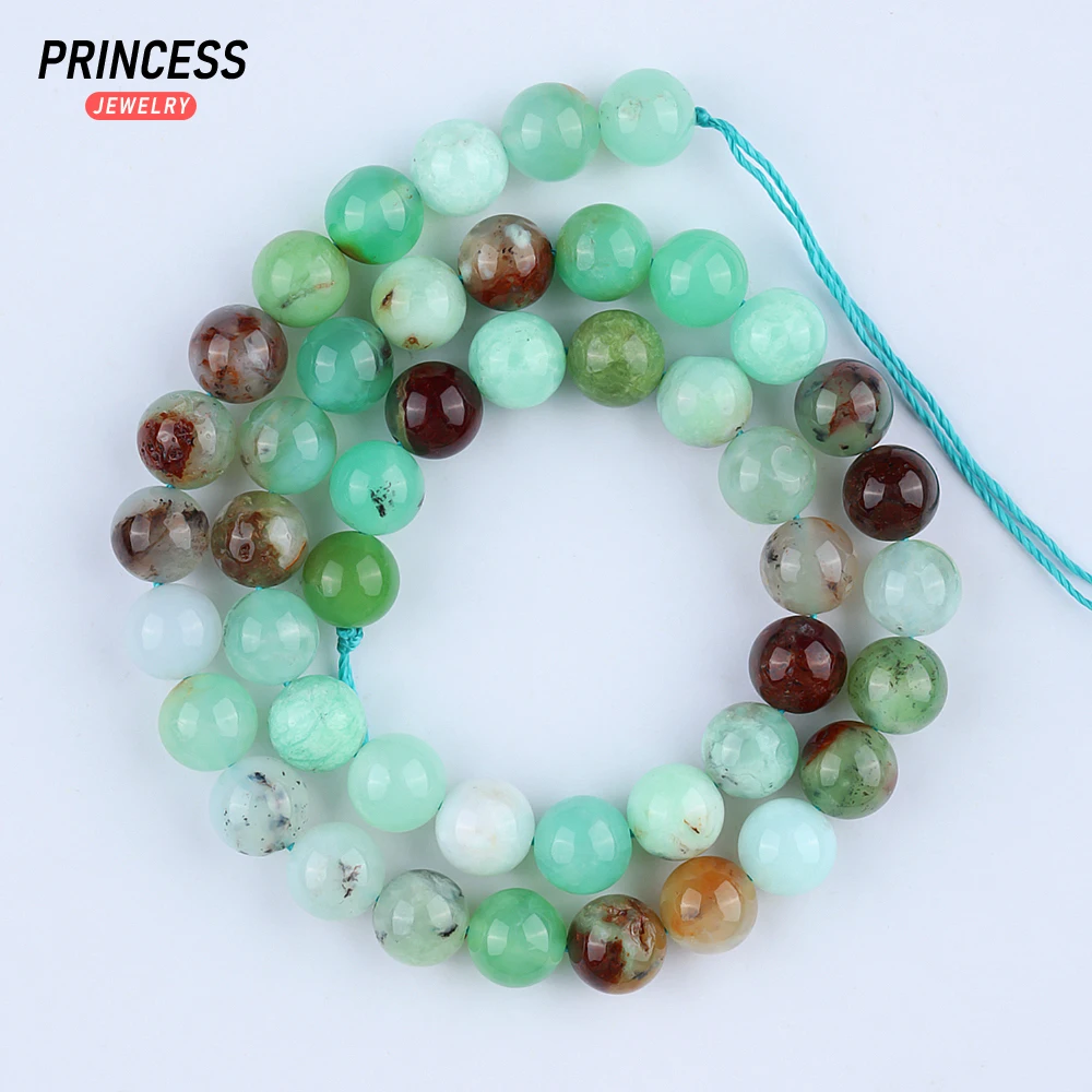 Perles Naturelles de Chrysoprase d\'Australie pour Bijoux de 4, 6, 8 et 10mm, Accessoires de Bricolage pour Bracelets, Boucles d\'Oreilles et