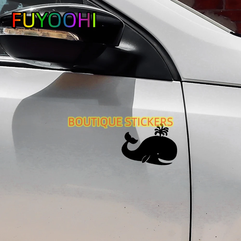 FUYOOHI Cute Cartoon Whale Car Window Stickers Vinyl Creative Body Accessories Decoration Fashion Bumper Decal