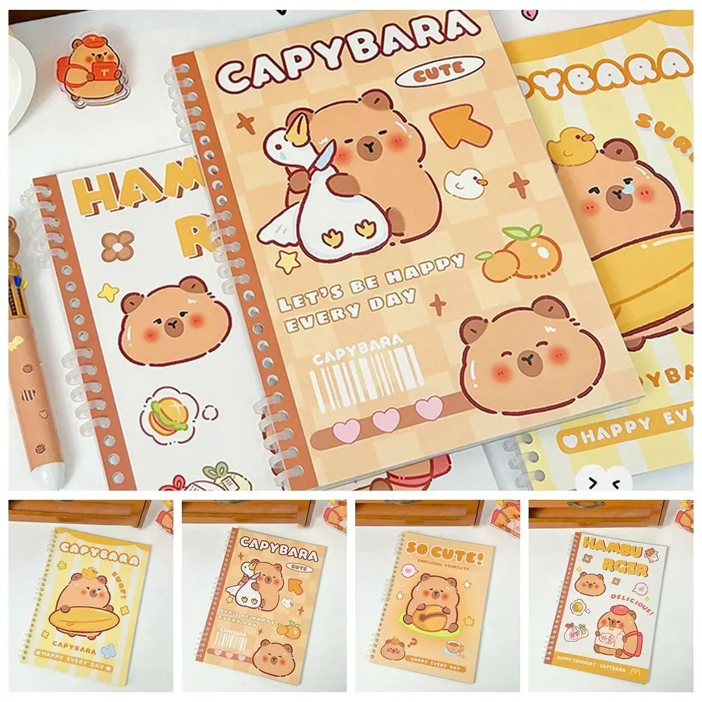 Niedliche Capybara Coil Notebook verdickte Innenseiten Multifunktions-Lose blatt Notebook kreative reversible Grad