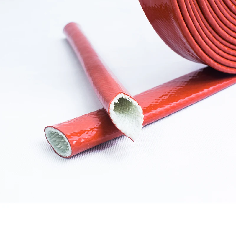 2meter Temperature Resistant FiberglassTube Silicone Resin Coated Glass Fiber Braided Fireproof Sleeve FireRetardant Casing Pipe