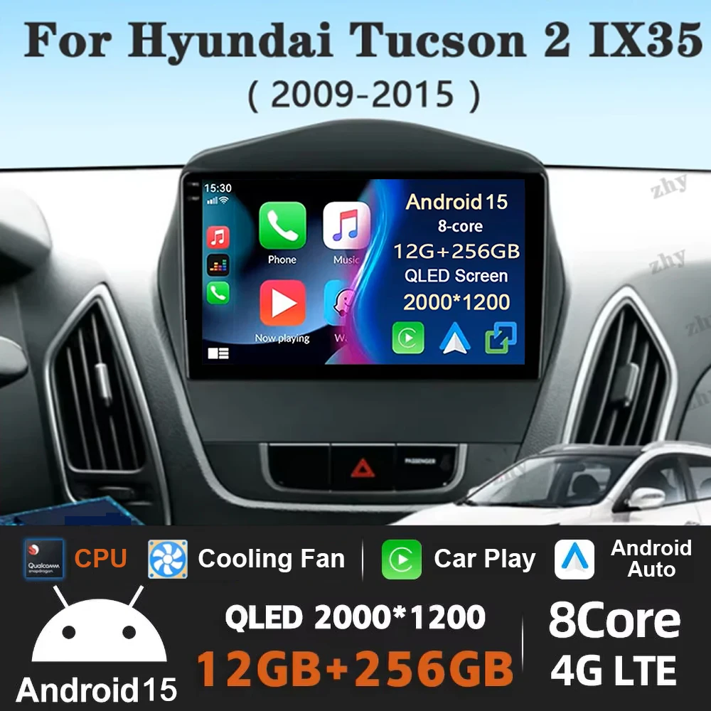 

Android 15 Carplay Car Radio For Hyundai Tucson 2 LM IX35 2009-2015 Navigation GPS Multimedia Player WiFi stereo BT 360 Camera