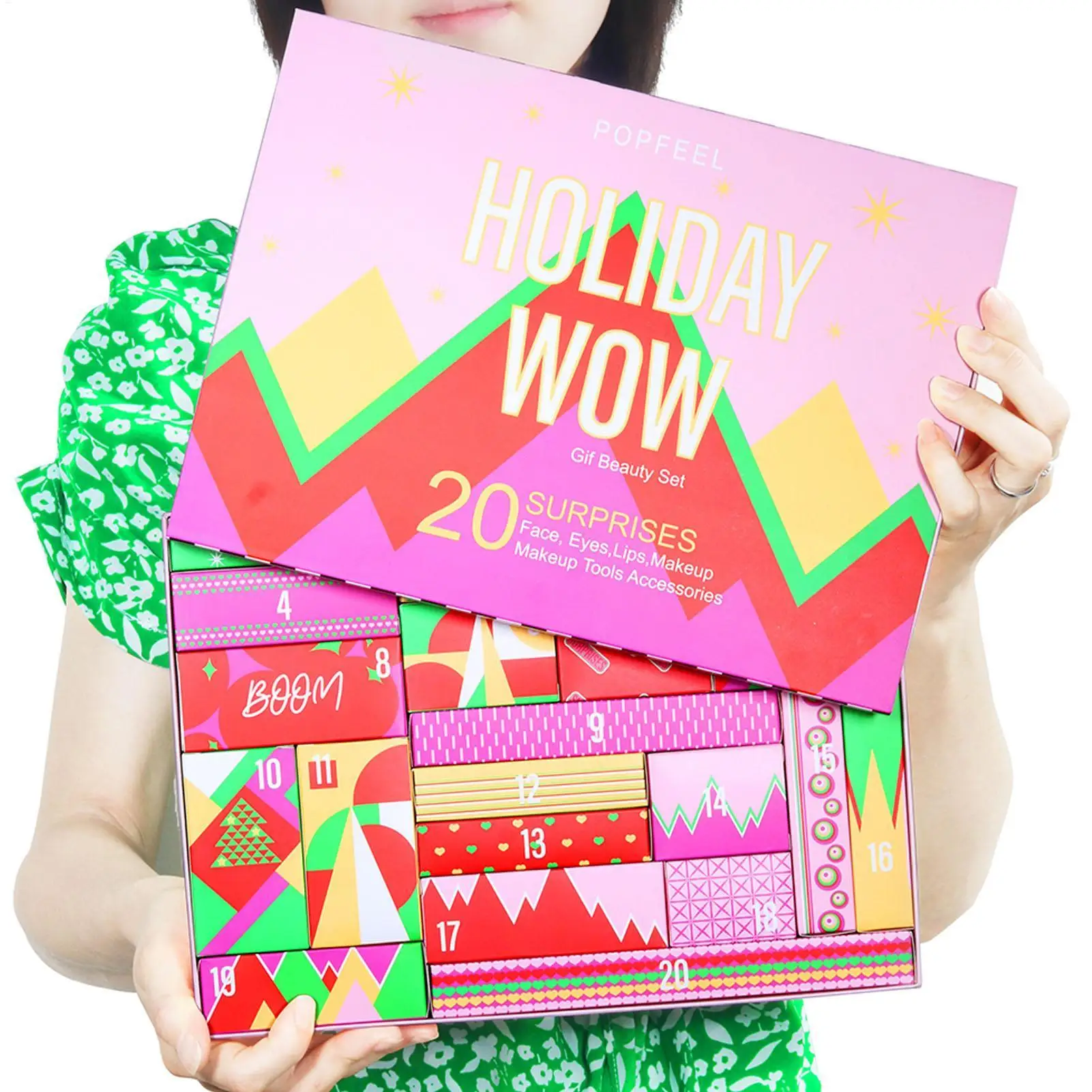 Adventskalender 2025, Make-up-Set, Weihnachts-Countdown-Kalender für Mädchen, Lippenstift, Lidschatten, Concealer, Kosmetik, Geschenkbox