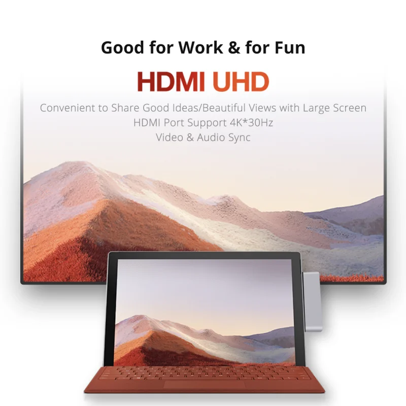 Docking station ISky 6 in 1 per Microsoft Surface Pro7 4K compatibile HDMI RJ45 USB 3.0 Hub Dock Station Accessori per laptop