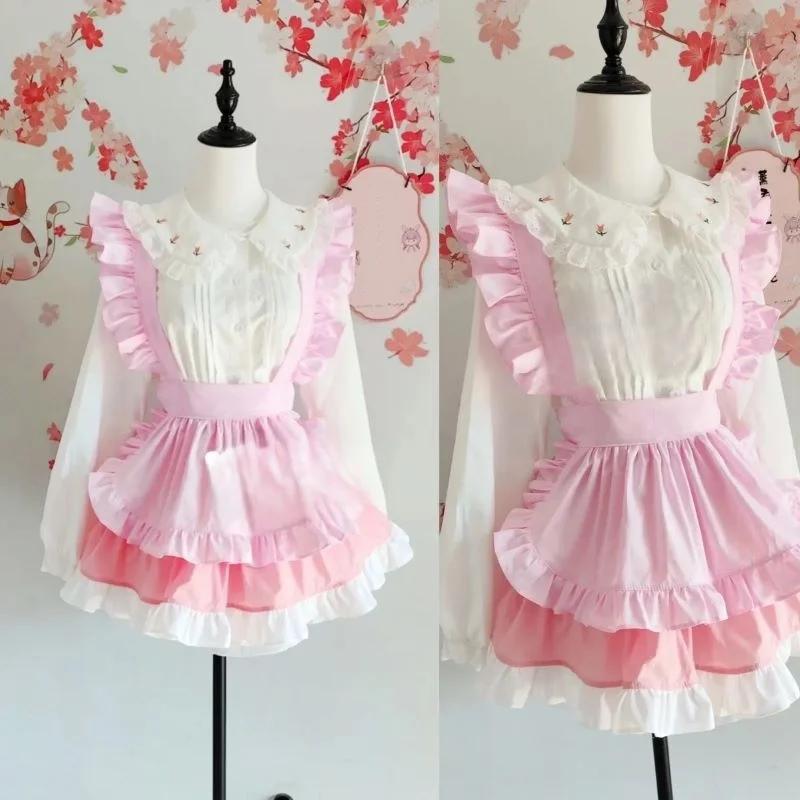 

Lolita Skirt Maid Cosplay Costume Cute Sexy Ruffled Long Sleeve shirt Anime Clothes with Apron Sissy Sweet Maid Party Costumes