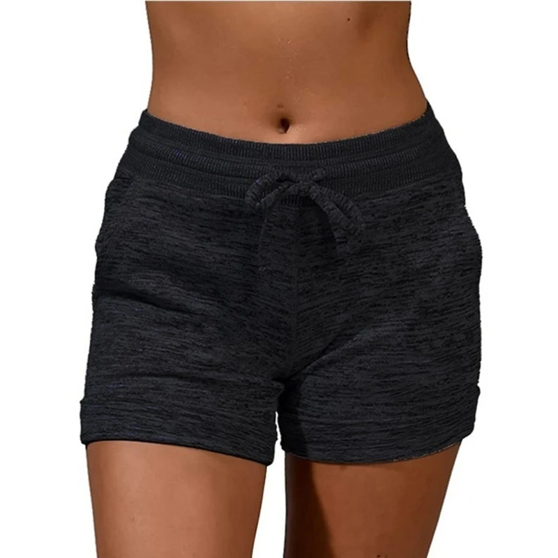 Hot Plus Size S-5XL Women Summer Casual Slim Fit Shorts Pure Color Elastic Waist Sports Fitness Short