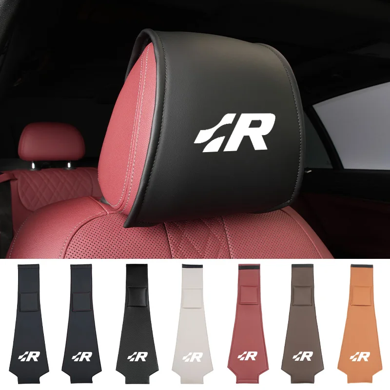 

Car Leather Headrest Protective Cover Storage Bag For VW R Golf Jetta Passat mk4 mk5 mk6 CC Golf 5 7 Tiguan Scirocco Sagitar