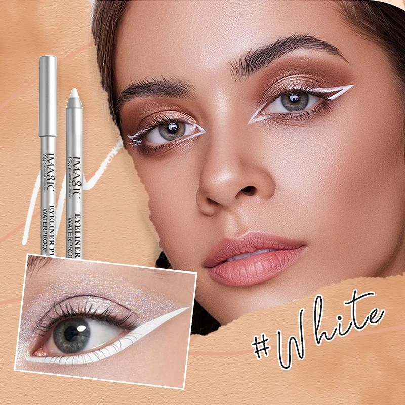 IMAGIC Eyeliner With Pencil Black\\White\\Nude Color Sharpener Long Lasting Liner Eye Waterproof Gel Eye Makeup